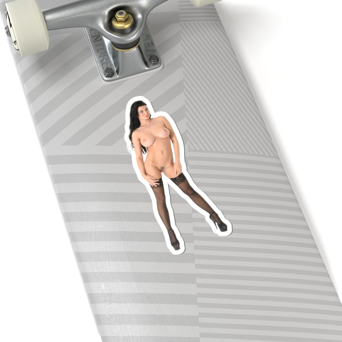 sexy brunette sticker naked pinup model stickers